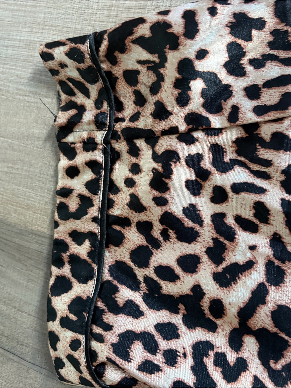 Women's Leopard Satin Pajama Set - Tan & Black - Picture 3 of 5